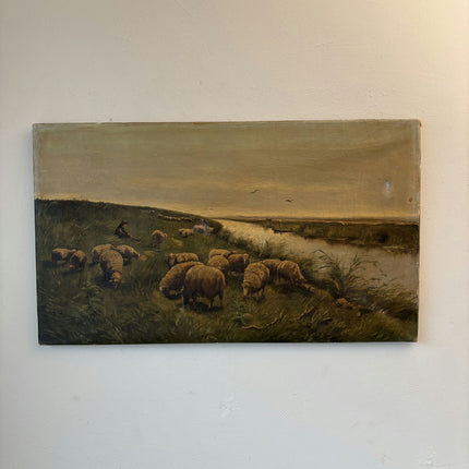 Wonderful Oil Painting Animals "Grazing Sheep" Intriguing Medium Art Holland Art Shop