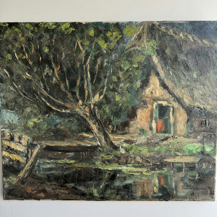 Expressive Farm Oil Painting "Leaning Tree" Timeless Artwork Holland Art Shop