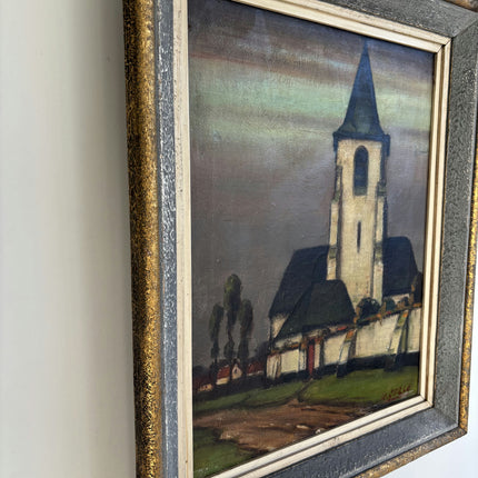 Vintage Landscape Oil Painting "Church Tower" Elegant Art Holland Art Shop