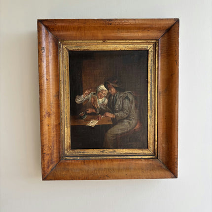 Refined Figurative Oil Painting "Seated Couple" Vintage Art Holland Art Shop