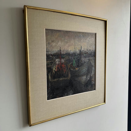 Expressive Harbor Scene Oil Painting "Framed Painting" Timeless Art Holland Art Shop