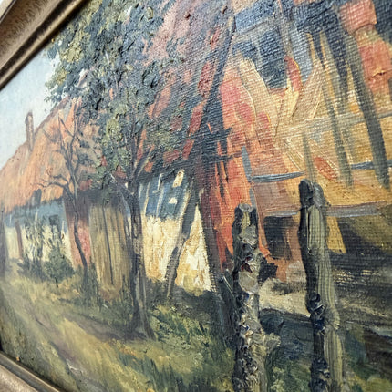 Antique Cityscape Oil Painting "Thatched Cottage" Traditional Art Holland Art Shop