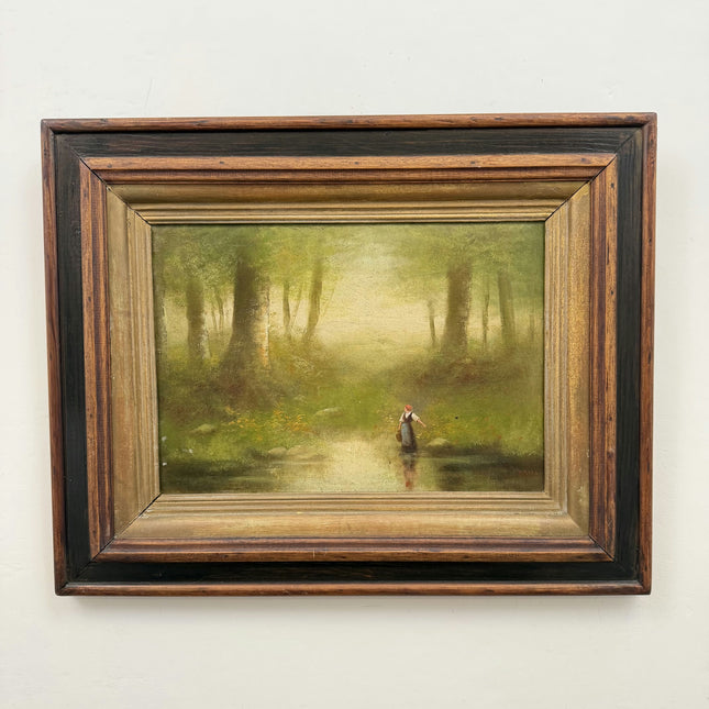 Expressive Landscape Oil Painting "Girl Crossing" Refined Artwork Holland Art Shop