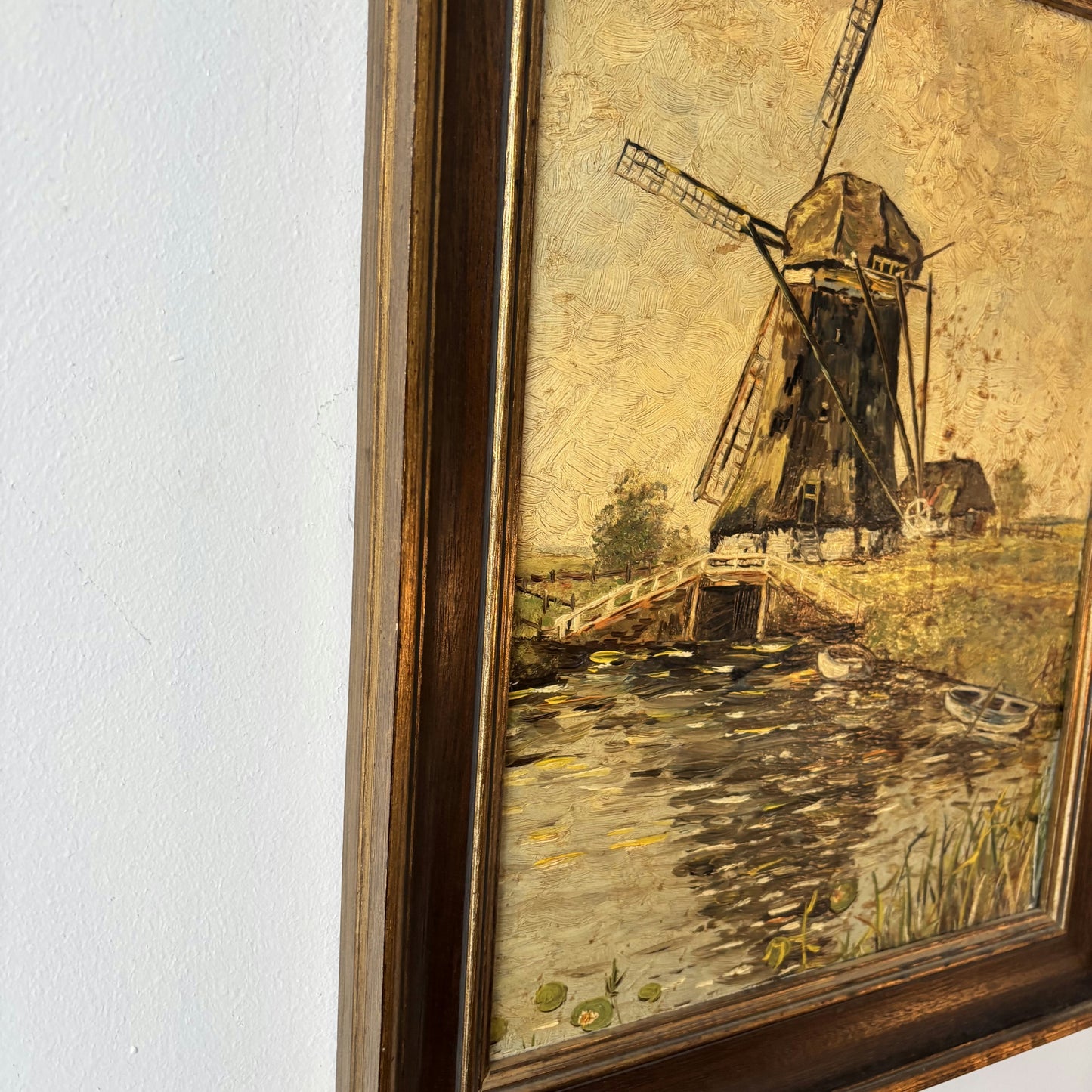 Authentic Oil Painting "Windmill Structure" Expressive Medium Artwork