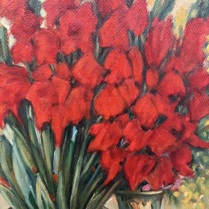 Detailed Floral Still Life Oil Painting "Red Gladiolus" Belgique Artwork Holland Art Shop