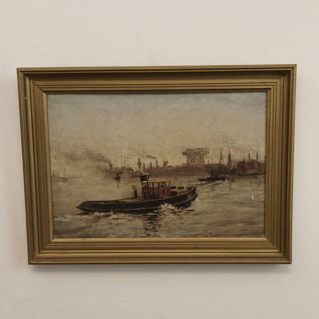 Timeless Seascape Oil Painting "Tug Boat" Original Artwork Holland Art Shop