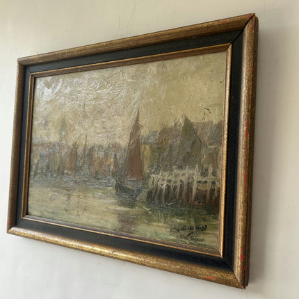 Refined Harbor Scene Oil Painting "Sailing Boat" Traditional Art Holland Art Shop