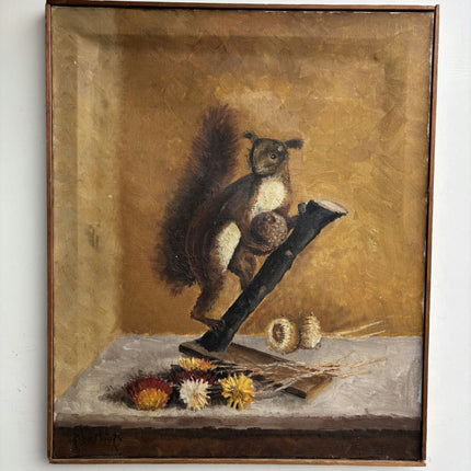 Elegant Animals Oil Painting "Squirrel Perch" Classic Artwork Holland Art Shop