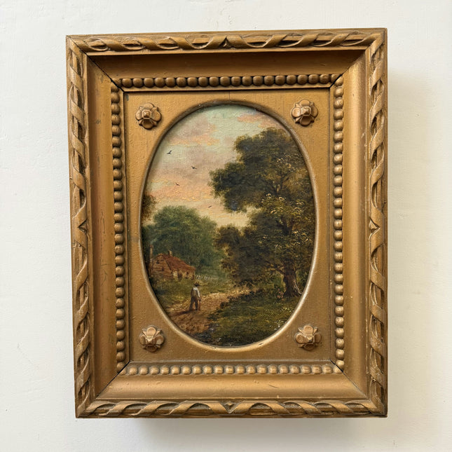 19th Century Antique Landscape Oil Painting "Gold Frame" Small Art Holland Art Shop