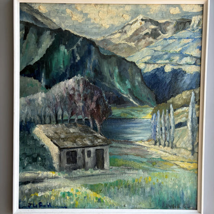 Expressive Landscape Oil Painting "Mountain House" Vintage French Art Holland Art Shop