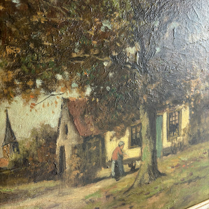 Vintage Landscape Oil Painting "Village Tree" Original Dutch Artwork Holland Art Shop