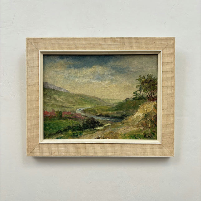 Elegant Landscape Oil Painting "Winding River" Authentic Small Art Holland Art Shop