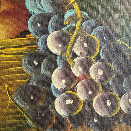 Refined Still Life Oil Painting "Grape Cluster" Rustic Small Artwork Holland Art Shop
