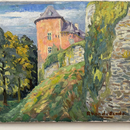 R Vandesande Traditional Landscape Oil Painting "Rose Tower" Belgian Art Holland Art Shop