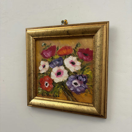 Original Flowery Still Life Oil Painting "Flower Bouquet" Refined Small Art Holland Art Shop