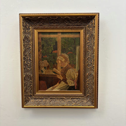 Rustic Portrait Oil Painting "Reading Woman" Authentic Art Holland Art Shop