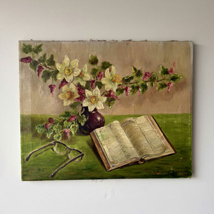 Classic Still Life Oil Painting "Open Book" Original Artwork Holland Art Shop