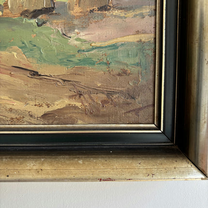 Vintage Farm Oil Painting "Thatched Cottage" Expressive Artwork Holland Art Shop