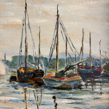 Elegant Harbor Scene Oil Painting "Framed Painting" Detailed Small Art Holland Art Shop