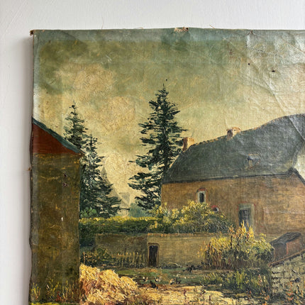 19th Century Antique Landscape Oil Painting "Thatched Cottage" Art Holland Art Shop
