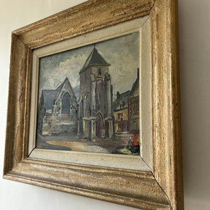 Traditional Cityscape Oil Painting "Stone Church" Refined Small Art Holland Art Shop