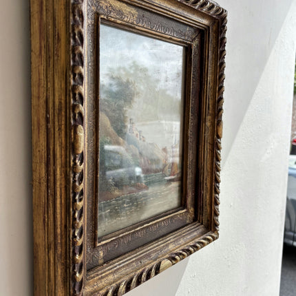 Antique Seascape Oil Painting "Gilded Frame" Elegant Small Art Holland Art Shop