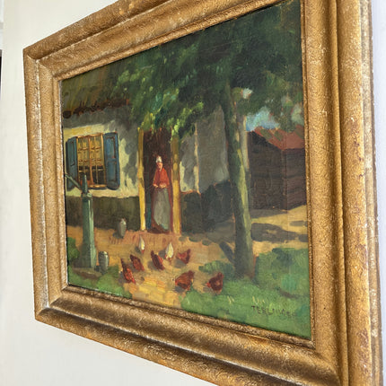 Timeless Farm Oil Painting "Woman Standing" Handcrafted Art Holland Art Shop