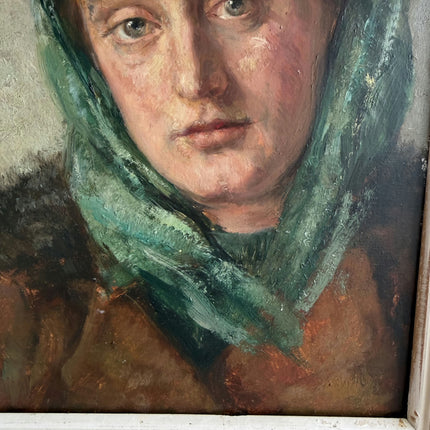 Classic Portrait Oil Painting "Woman Withscarf" Handcrafted Small Artwork Holland Art Shop