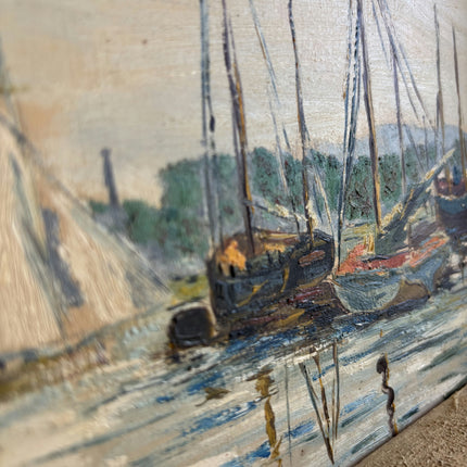 Elegant Harbor Scene Oil Painting "Framed Painting" Detailed Small Art Holland Art Shop