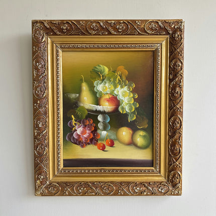 Refined Still Life Oil Painting "Fruit Bowl" Rustic Small Artwork Holland Art Shop