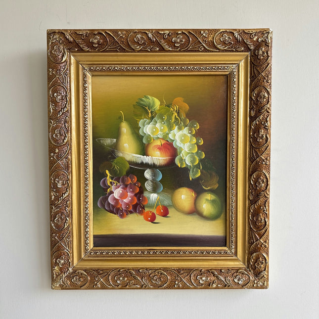 Refined Still Life Oil Painting "Fruit Bowl" Rustic Small Artwork Holland Art Shop