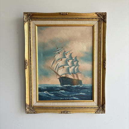 Expressive Seascape Oil Painting "Sailing Ship" Traditional Artwork Holland Art Shop