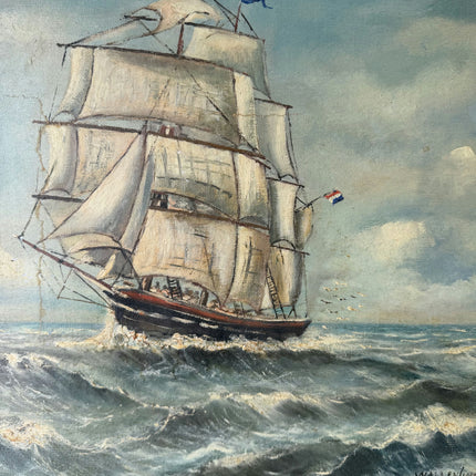 Detailed Seascape Oil Painting "Three-Masted Ship" Refined Art Holland Art Shop