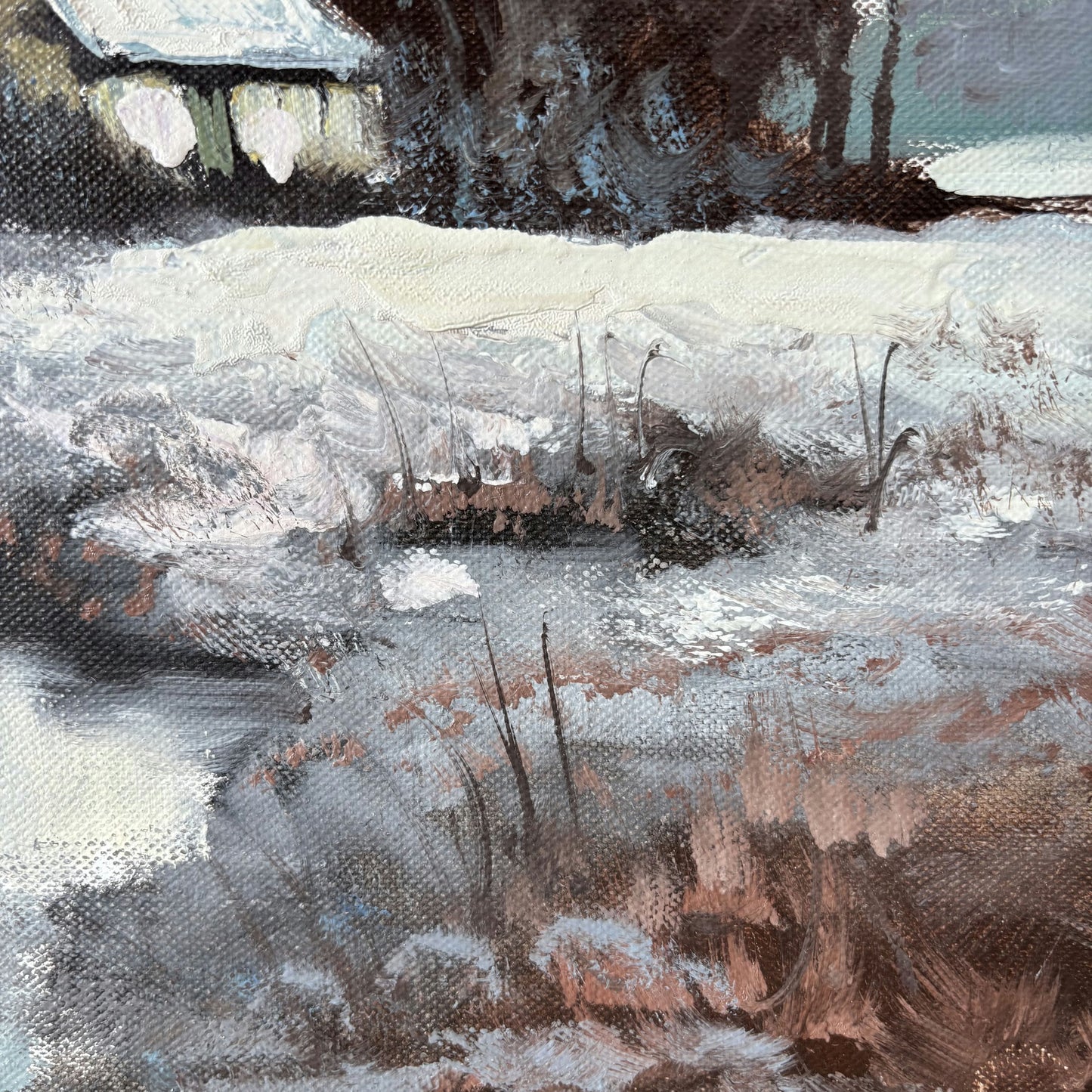 Refined Oil Painting Winter Landscape "Winter Trees" Figurative Large Artwork