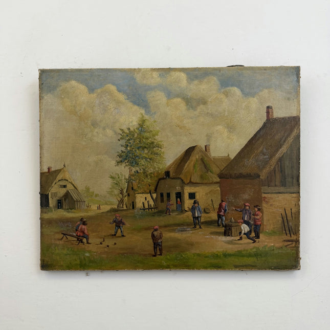 Antique Scenery Oil Painting "Thatched Cottage" Rustic Artwork Holland Art Shop