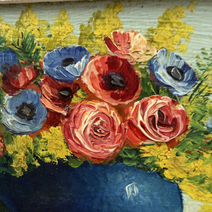Authentic Floral Still Life Oil Painting "Blue Vase" Vintage Small Art Holland Art Shop