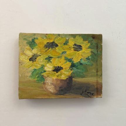 Original Flowery Still Life Oil Painting "Sunflower Vase" Classic Small Art Holland Art Shop