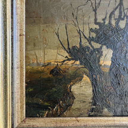 Expressive Landscape Oil Painting "Twisted Tree" Vintage Art Holland Art Shop