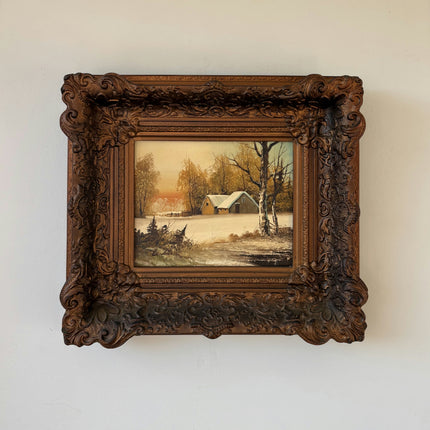 Timeless Winter Landscape Oil Painting "Snowy Barn" Authentic Art Holland Art Shop