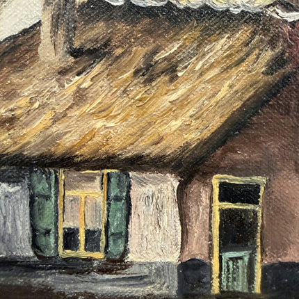 Vintage Farm Oil Painting "Thatched Cottage" Rustic Art Holland Art Shop