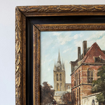 Intriguing Oil Painting Cityscape "Canal Bridge" The Hague (Netherlands) Artwork Holland Art Shop