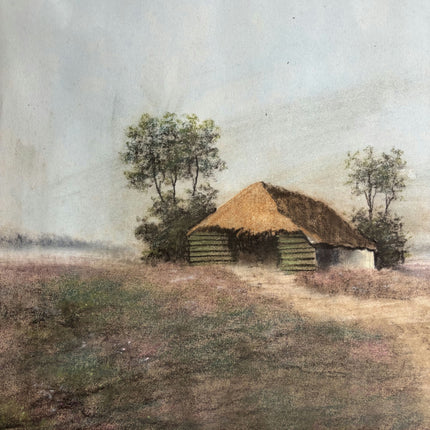 Elegant Landscape Pastel "Thatched Hut" Timeless Art Holland Art Shop