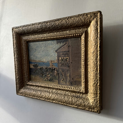Vintage Seascape Oil Painting "Gilded Frame" Rustic Small Artwork Holland Art Shop