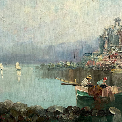 Rustic Harbor Scene Oil Painting "Gilded Frame" Classic Art Holland Art Shop