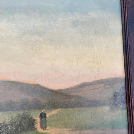 Ca. 1890 Dutch Oil Painting Watermill Chickens Farm Woman Landscape Countryside - HollandArtShop