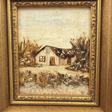 Handcrafted Winter Landscape Oil Painting "Thatched Cottage" Small Artwork Holland Art Shop
