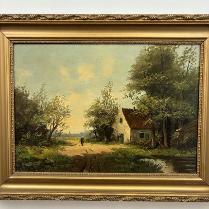 Original Landscape Oil Painting "Country Cottage" Vintage Artwork Holland Art Shop