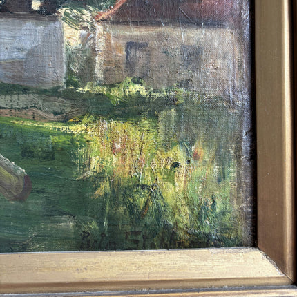 Elegant Landscape Oil Painting "Windmill Tower" Rustic Belgique Artwork Holland Art Shop