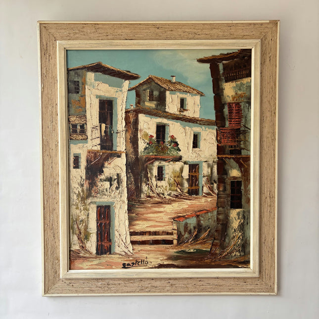 Timeless Cityscape Oil Painting "Mediterranean Houses" Refined Large Artwork Holland Art Shop