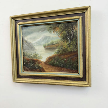 Vintage Landscape Oil Painting "Mountain Lake" Traditional Small Art Holland Art Shop